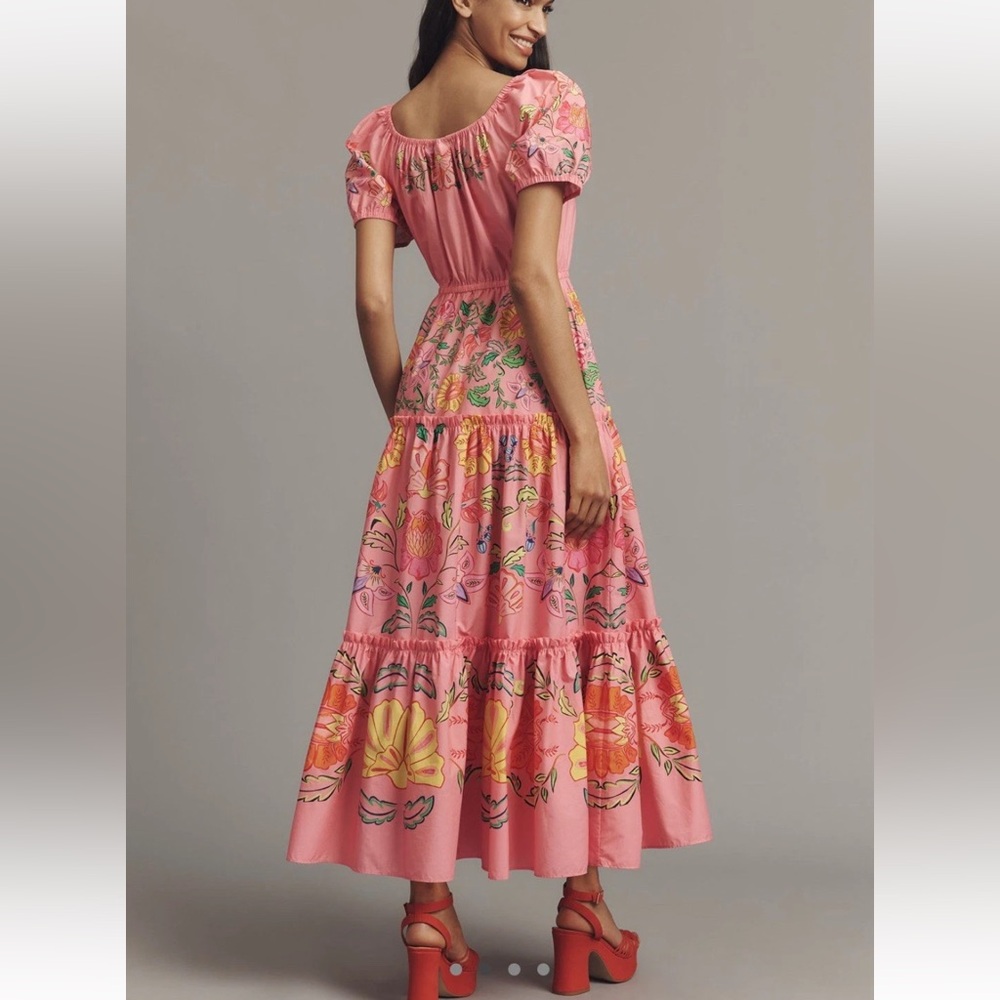 New Farm Rio x Anthropologie Tiered Puff Sleeve Midi Dress - Picture 3 of 7
